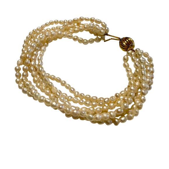 Vintage Jewelry - Vintage Six-Strand Freshwater Rice Pearl Bracelet